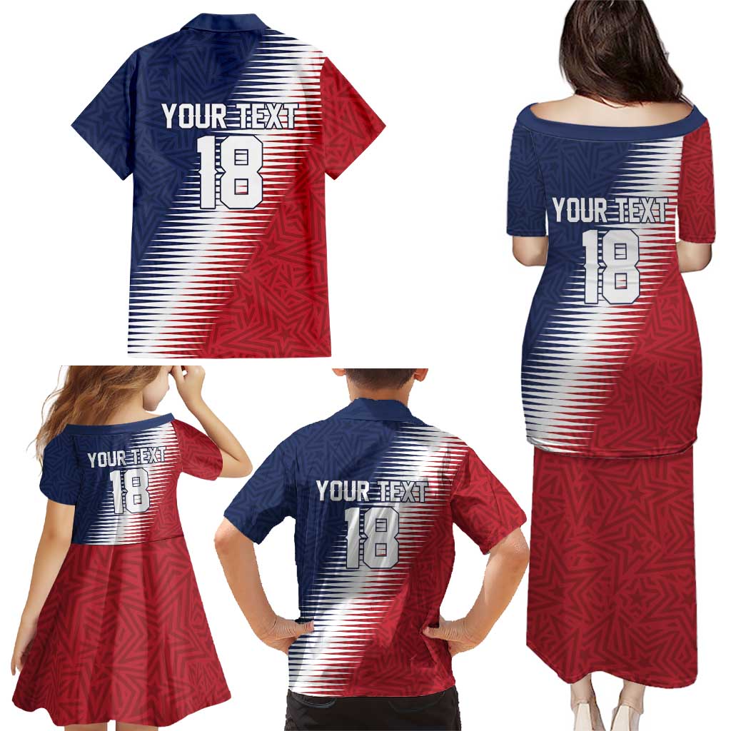 Custom USA Soccer Spirit Family Matching Puletasi and Hawaiian Shirt Abstract Stars Style - Wonder Print Shop