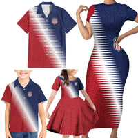 Custom USA Soccer Spirit Family Matching Short Sleeve Bodycon Dress and Hawaiian Shirt Abstract Stars Style - Wonder Print Shop