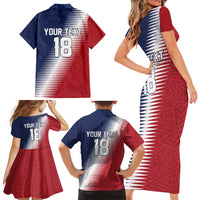 Custom USA Soccer Spirit Family Matching Short Sleeve Bodycon Dress and Hawaiian Shirt Abstract Stars Style - Wonder Print Shop