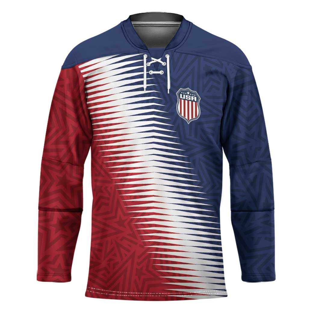 Custom USA Soccer Spirit Hockey Jersey Abstract Stars Style - Wonder Print Shop