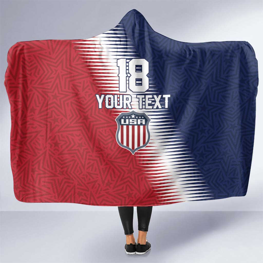 Custom USA Soccer Spirit Hooded Blanket Abstract Stars Style - Wonder Print Shop