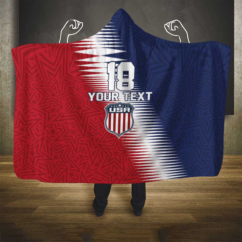 Custom USA Soccer Spirit Hooded Blanket Abstract Stars Style - Wonder Print Shop