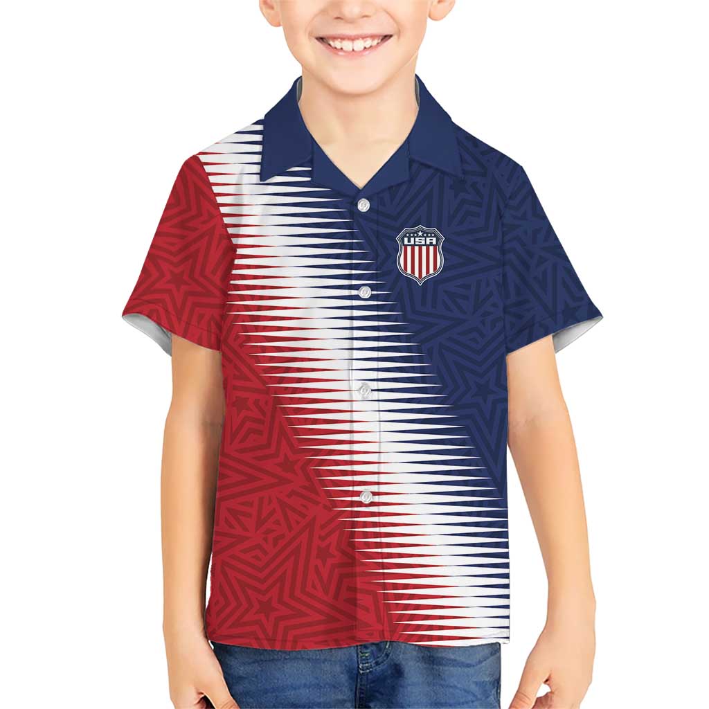 Custom USA Soccer Spirit Kid Hawaiian Shirt Abstract Stars Style - Wonder Print Shop