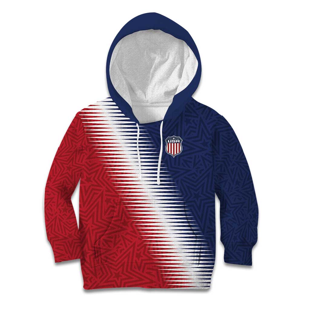 Custom USA Soccer Spirit Kid Hoodie Abstract Stars Style - Wonder Print Shop