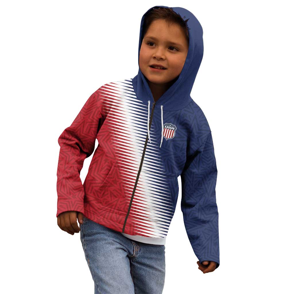 Custom USA Soccer Spirit Kid Hoodie Abstract Stars Style - Wonder Print Shop