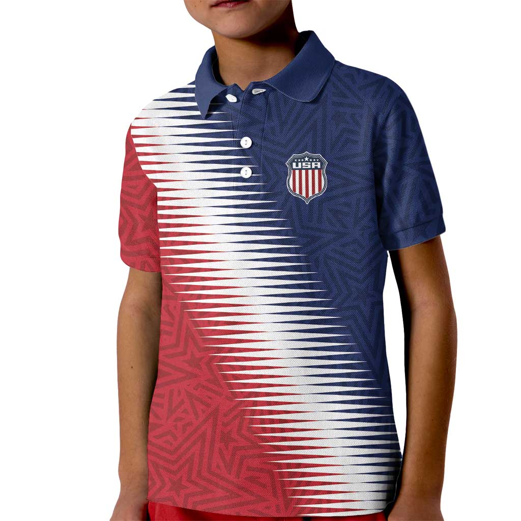 Custom USA Soccer Spirit Kid Polo Shirt Abstract Stars Style - Wonder Print Shop