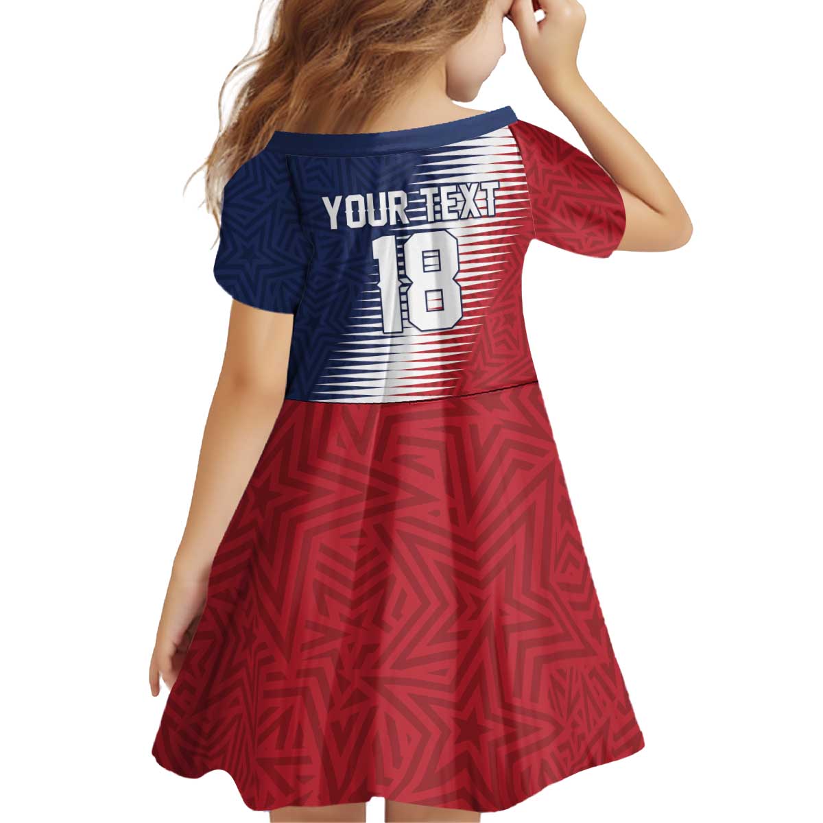Custom USA Soccer Spirit Kid Short Sleeve Dress Abstract Stars Style - undefined