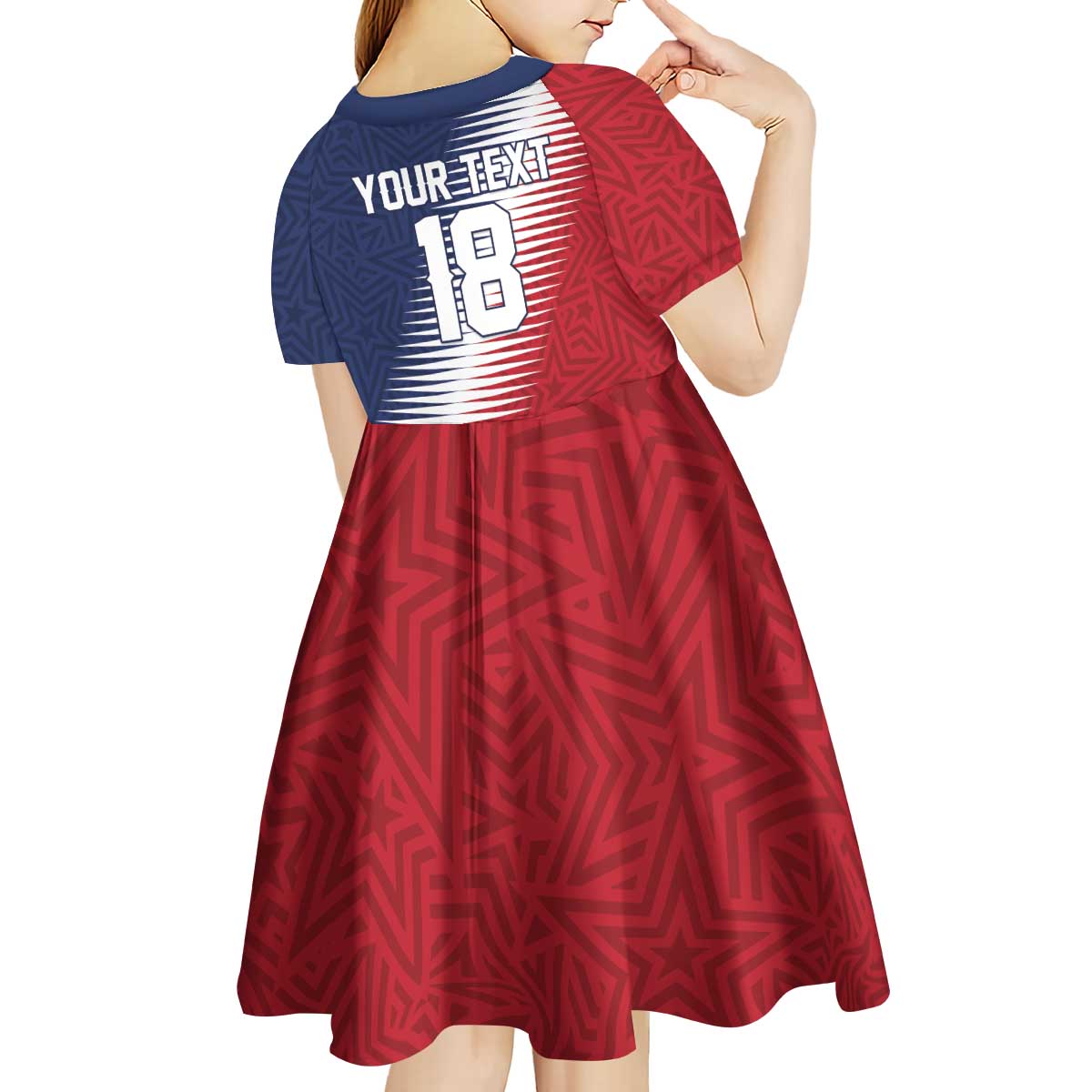 Custom USA Soccer Spirit Kid Short Sleeve Dress Abstract Stars Style - undefined