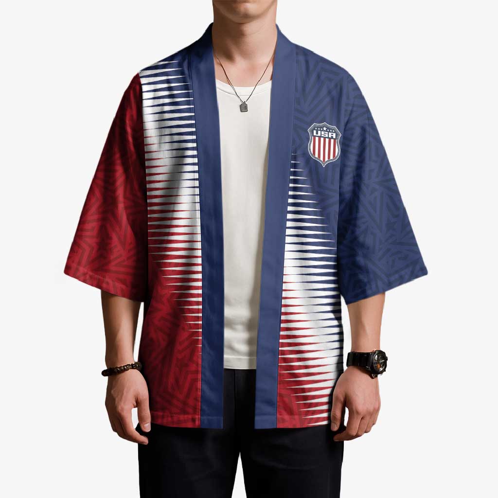 Custom USA Soccer Spirit Kimono Abstract Stars Style - Wonder Print Shop
