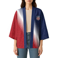 Custom USA Soccer Spirit Kimono Abstract Stars Style - Wonder Print Shop