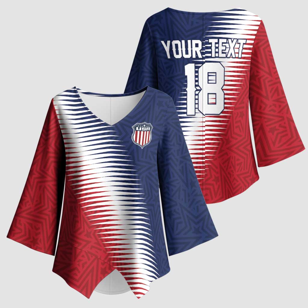 Custom USA Soccer Spirit Kimono Sleeve Blouse Abstract Stars Style - Wonder Print Shop