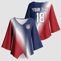 Custom USA Soccer Spirit Kimono Sleeve Blouse Abstract Stars Style - Wonder Print Shop