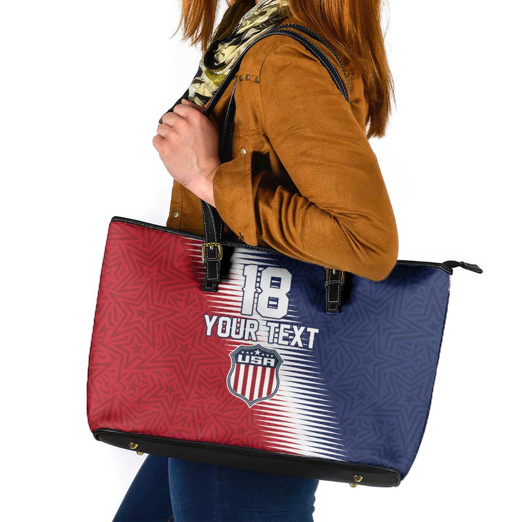 Custom USA Soccer Spirit Leather Tote Bag Abstract Stars Style - Wonder Print Shop