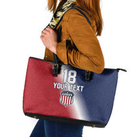 Custom USA Soccer Spirit Leather Tote Bag Abstract Stars Style - Wonder Print Shop