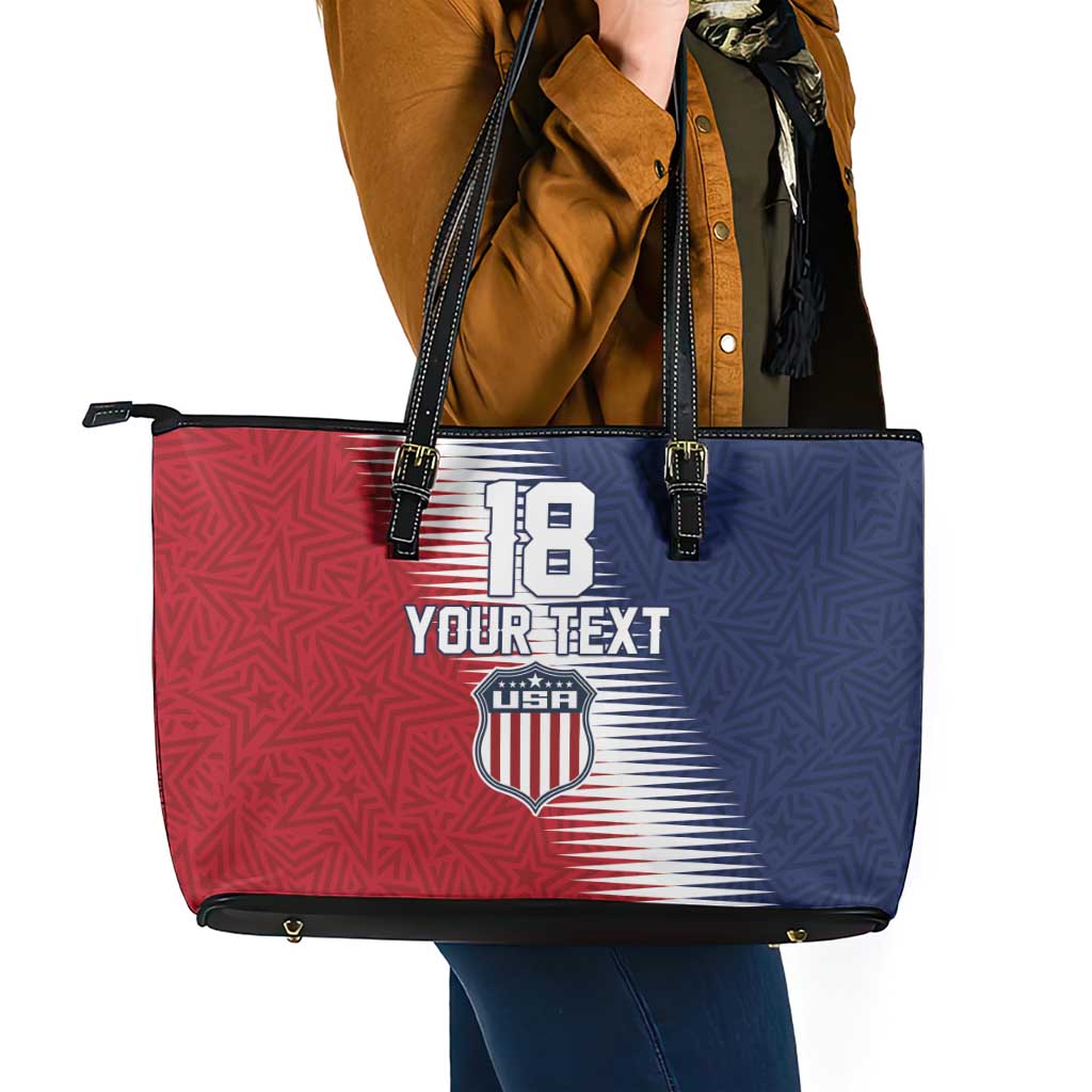 Custom USA Soccer Spirit Leather Tote Bag Abstract Stars Style - Wonder Print Shop