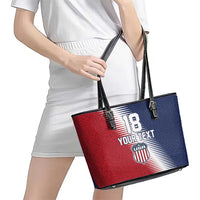 Custom USA Soccer Spirit Leather Tote Bag Abstract Stars Style - Wonder Print Shop