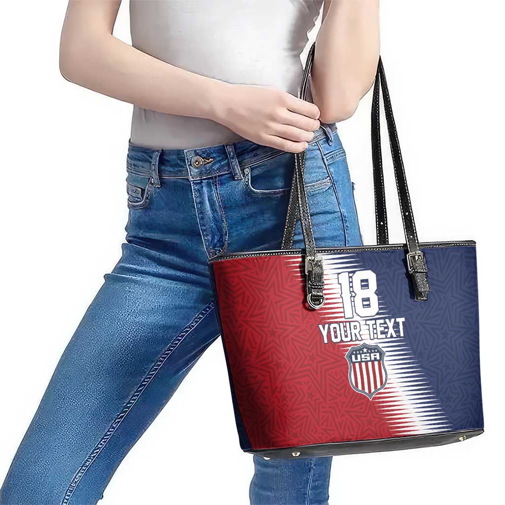 Custom USA Soccer Spirit Leather Tote Bag Abstract Stars Style - Wonder Print Shop