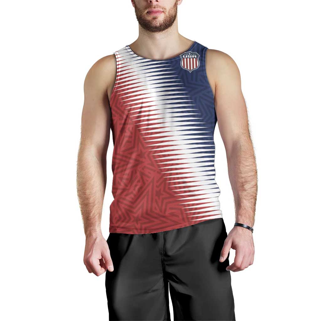 Custom USA Soccer Spirit Men Tank Top Abstract Stars Style - Wonder Print Shop