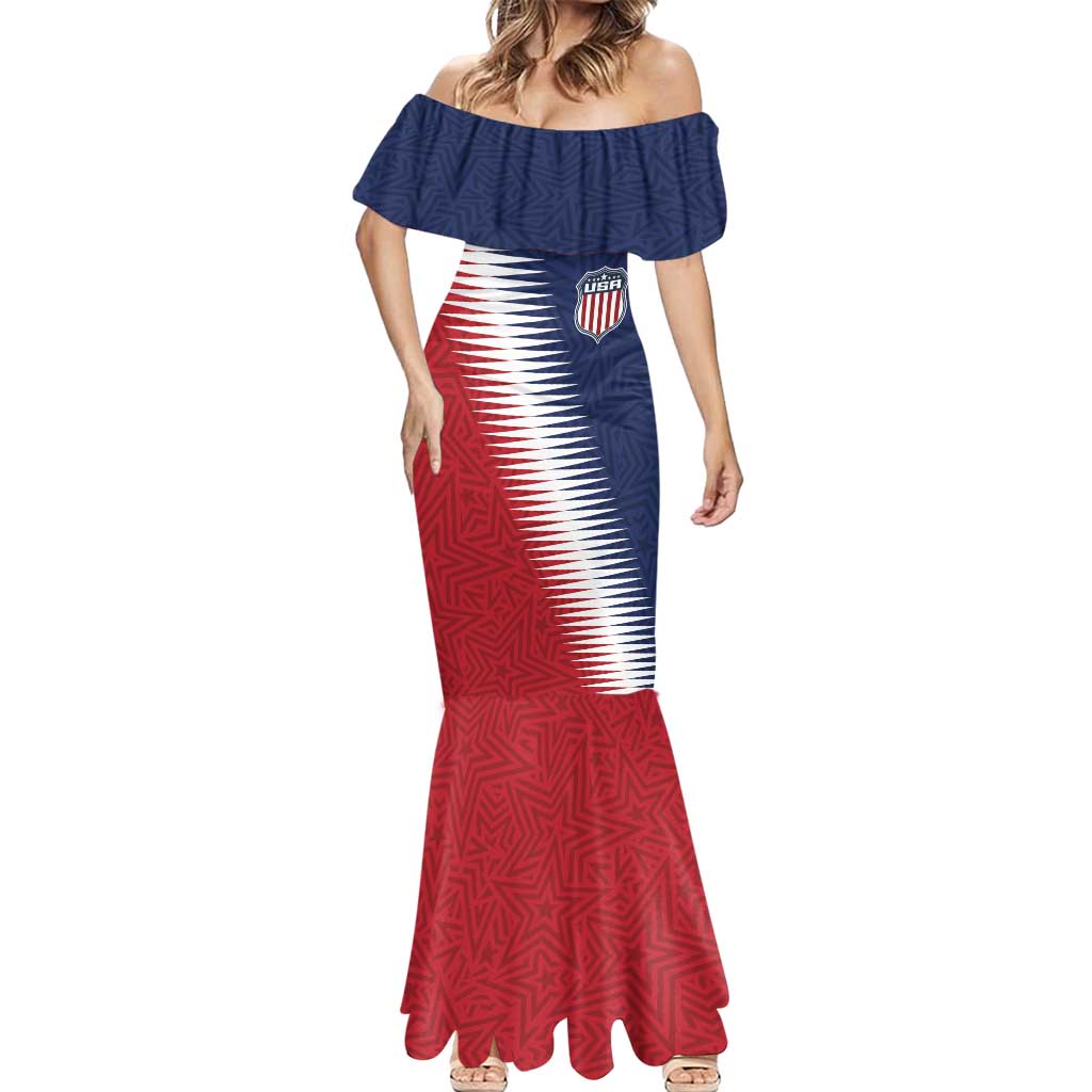 Custom USA Soccer Spirit Mermaid Dress Abstract Stars Style - Wonder Print Shop