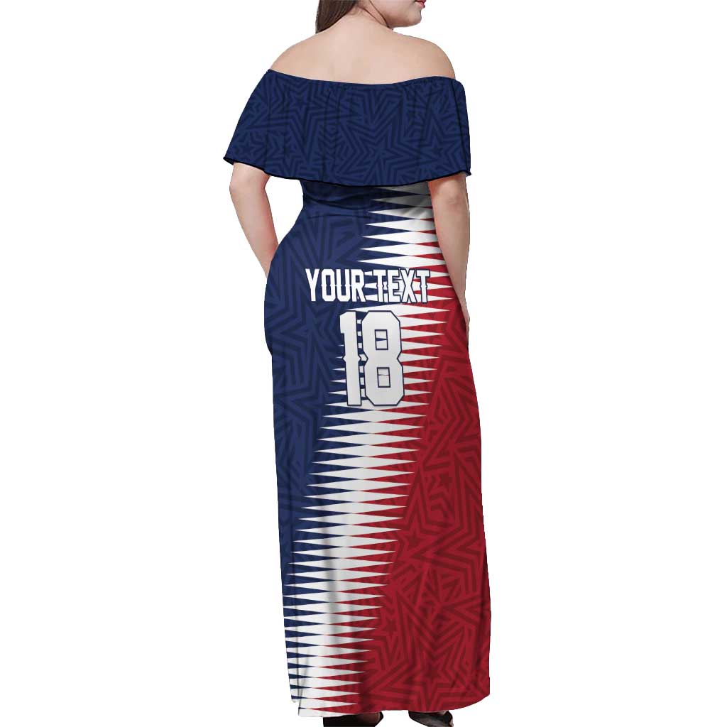 Custom USA Soccer Spirit Off Shoulder Maxi Dress Abstract Stars Style - Wonder Print Shop