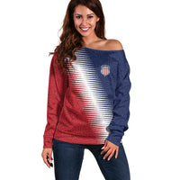 Custom USA Soccer Spirit Off Shoulder Sweater Abstract Stars Style - Wonder Print Shop