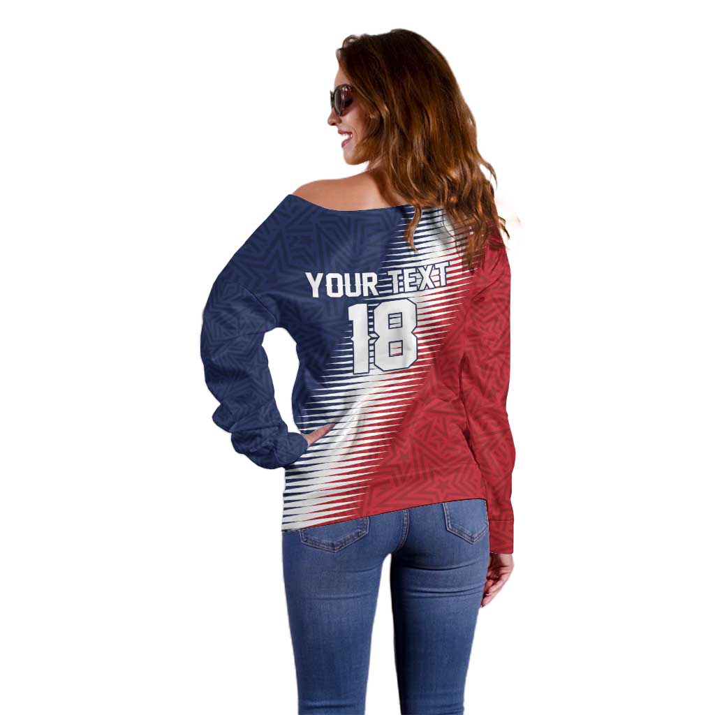 Custom USA Soccer Spirit Off Shoulder Sweater Abstract Stars Style - Wonder Print Shop