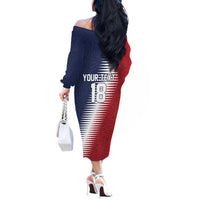 Custom USA Soccer Spirit Off The Shoulder Long Sleeve Dress Abstract Stars Style - Wonder Print Shop