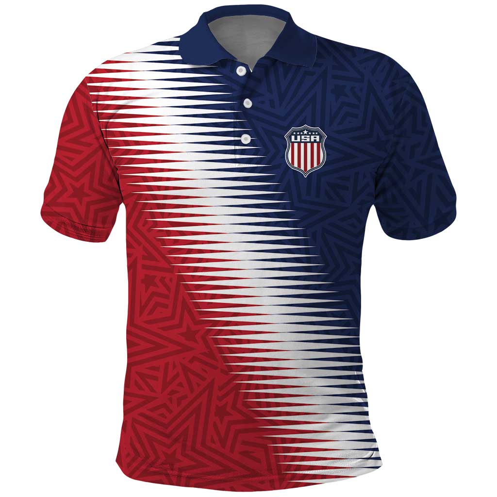 Custom USA Soccer Spirit Polo Shirt Abstract Stars Style - Wonder Print Shop