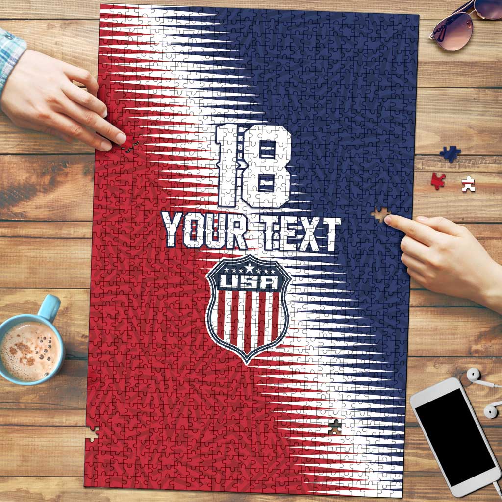 Custom USA Soccer Spirit Puzzle Abstract Stars Style - Wonder Print Shop