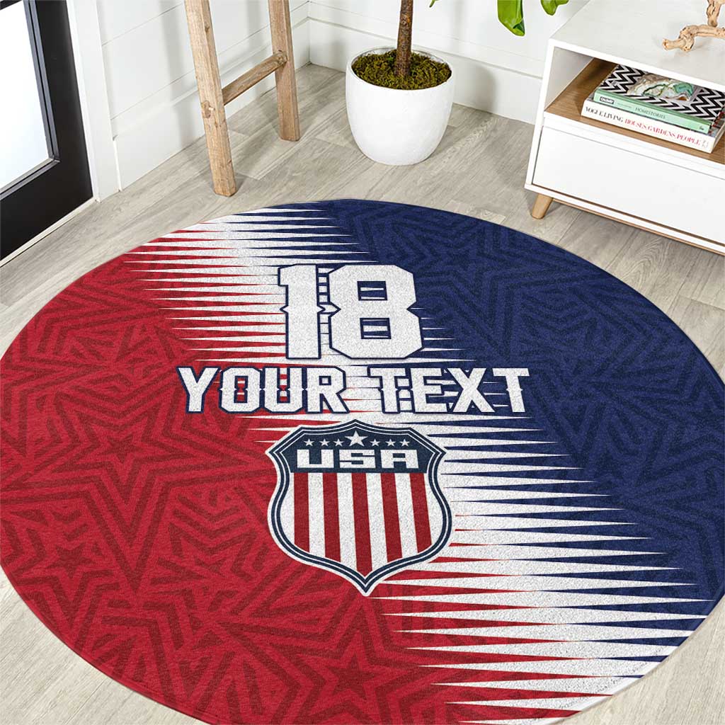 Custom USA Soccer Spirit Round Carpet Abstract Stars Style - Wonder Print Shop