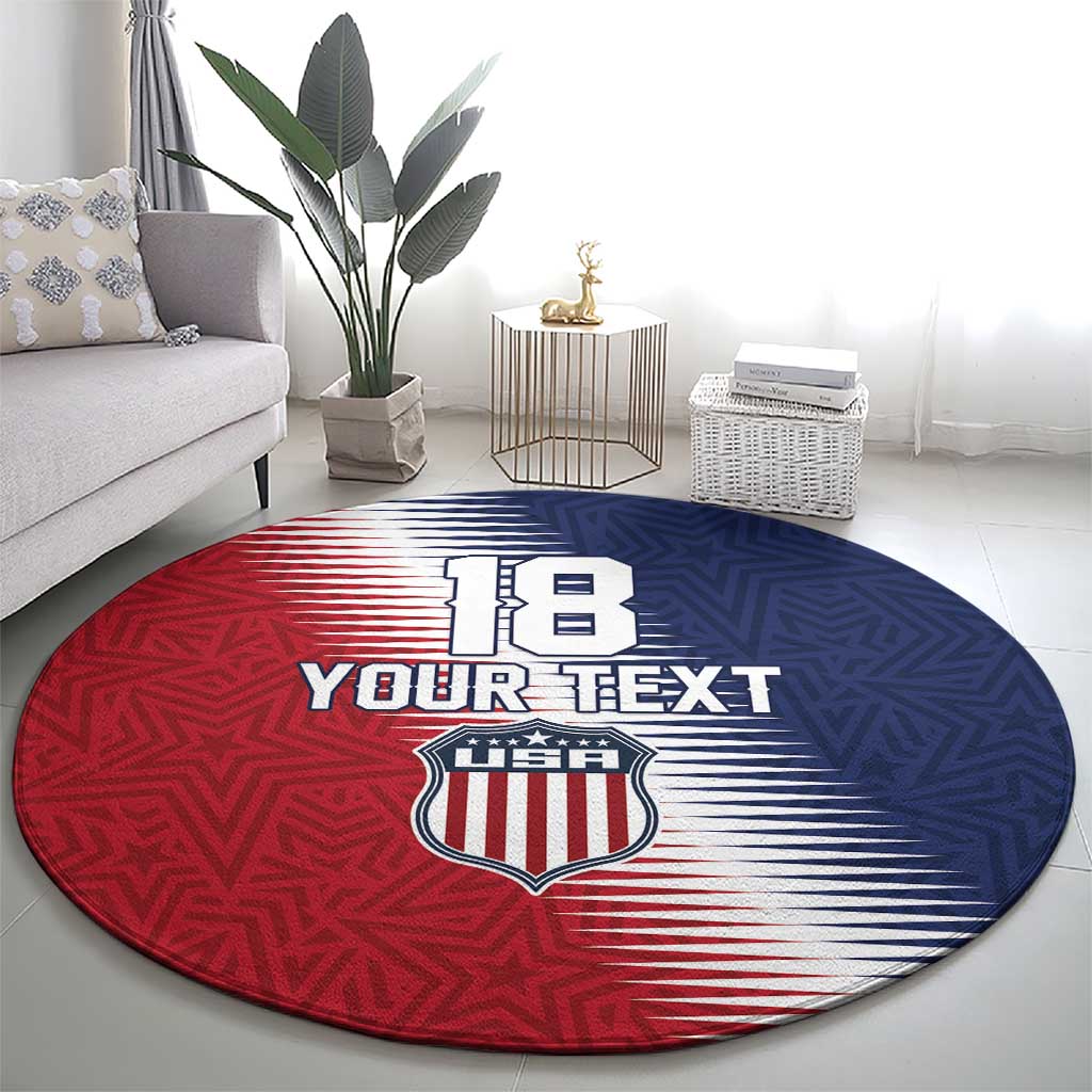 Custom USA Soccer Spirit Round Carpet Abstract Stars Style - Wonder Print Shop