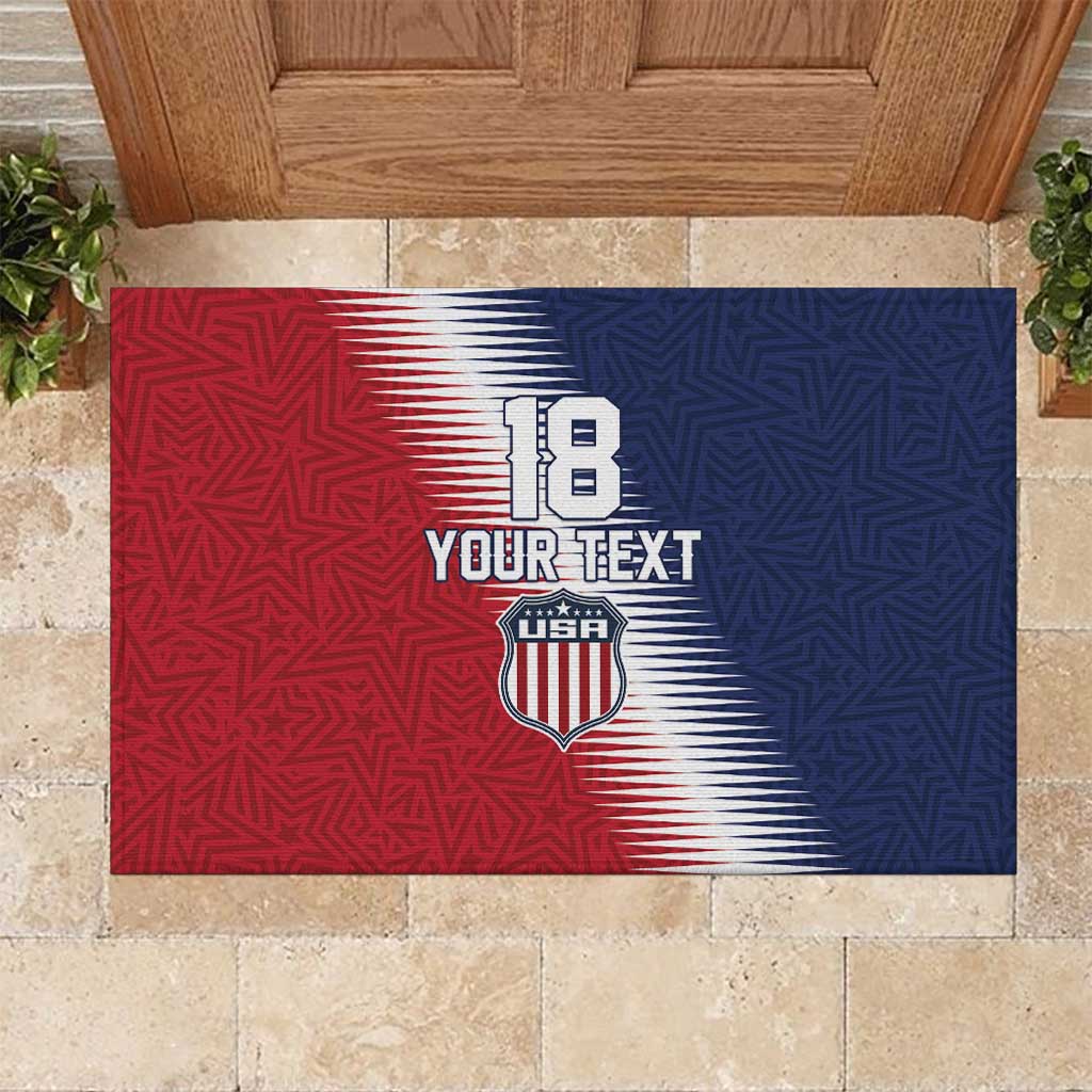 Custom USA Soccer Spirit Rubber Doormat Abstract Stars Style - Wonder Print Shop