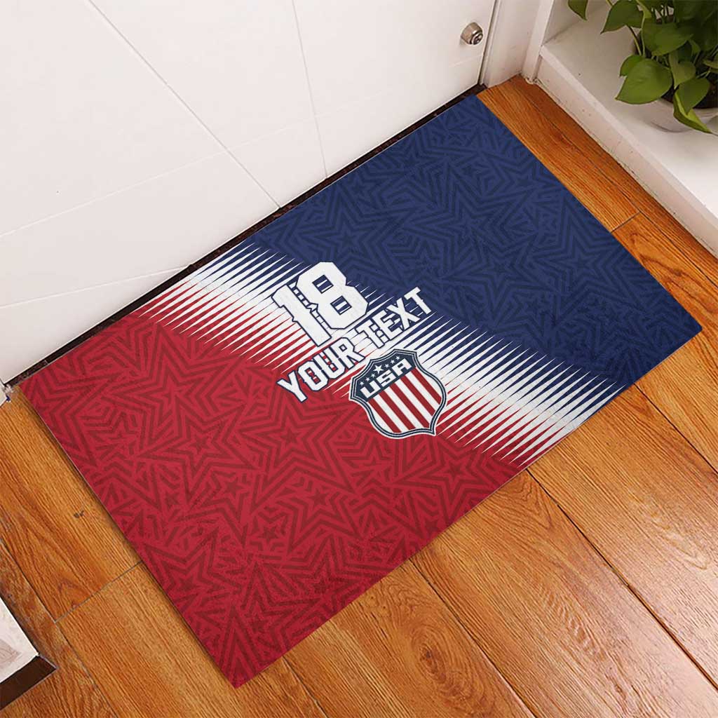 Custom USA Soccer Spirit Rubber Doormat Abstract Stars Style - Wonder Print Shop
