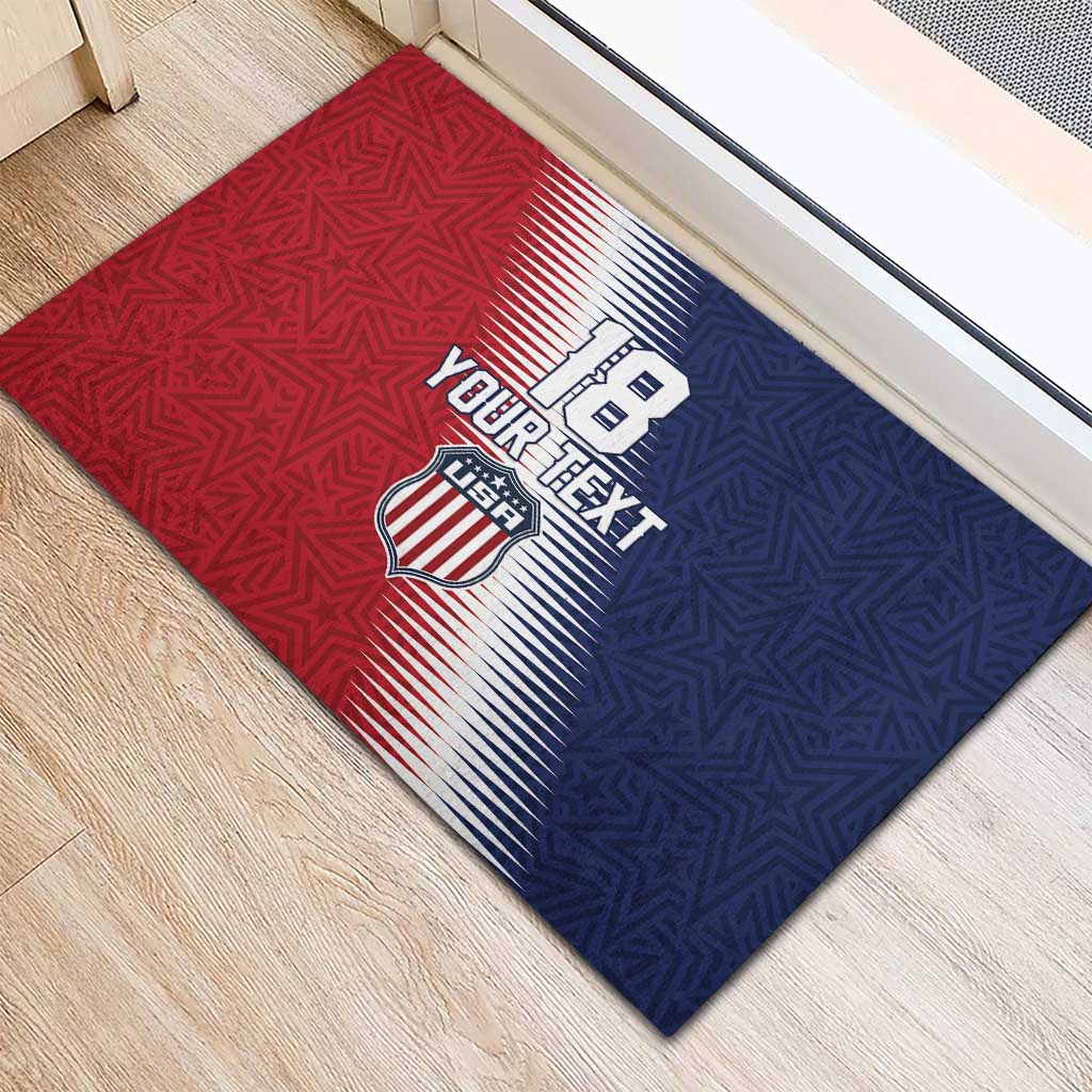 Custom USA Soccer Spirit Rubber Doormat Abstract Stars Style - Wonder Print Shop