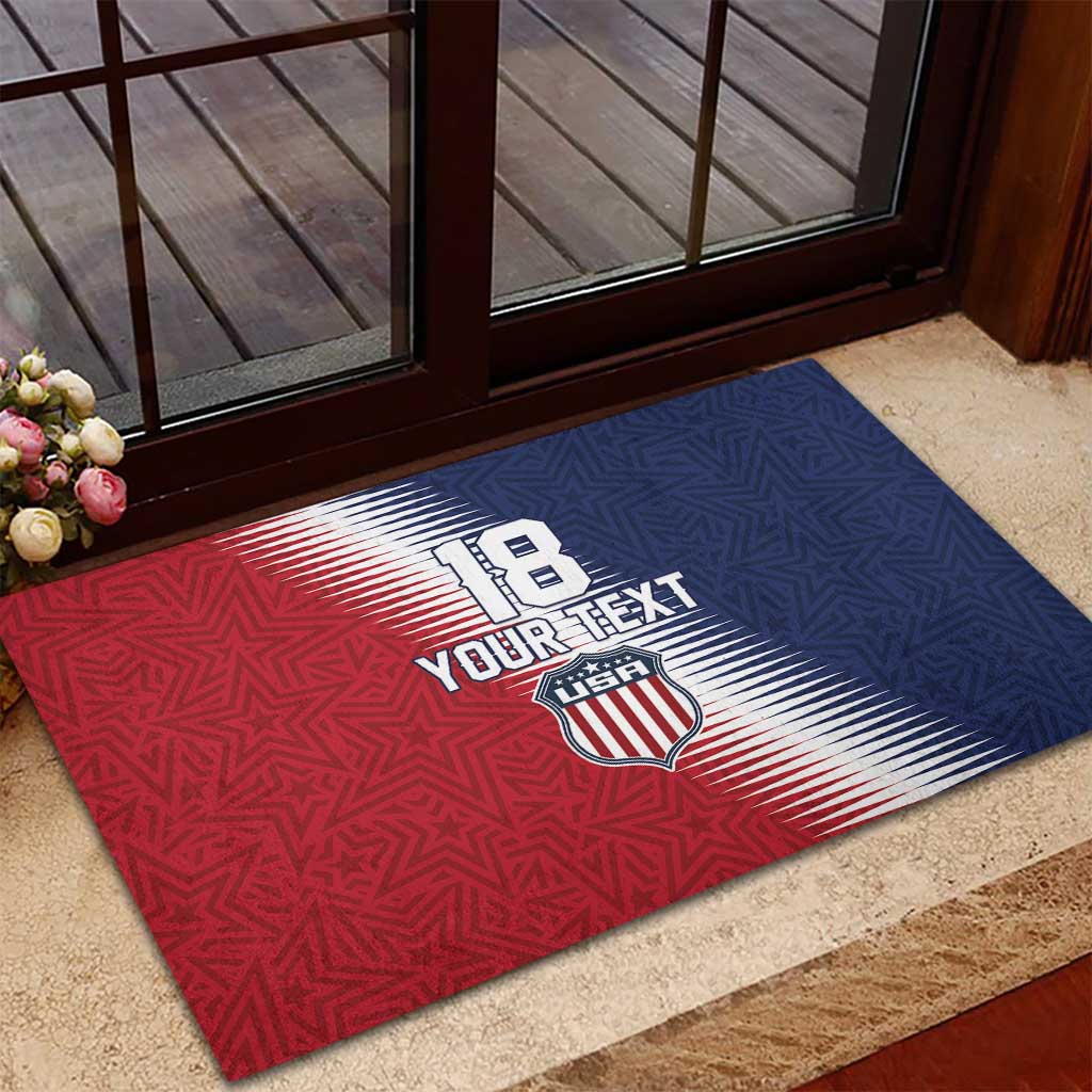 Custom USA Soccer Spirit Rubber Doormat Abstract Stars Style - Wonder Print Shop