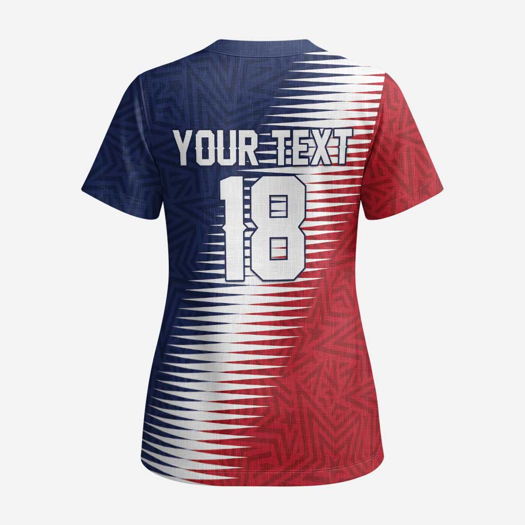 Custom USA Soccer Spirit Scrub Top Abstract Stars Style - Wonder Print Shop