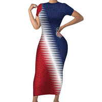 Custom USA Soccer Spirit Short Sleeve Bodycon Dress Abstract Stars Style - Wonder Print Shop