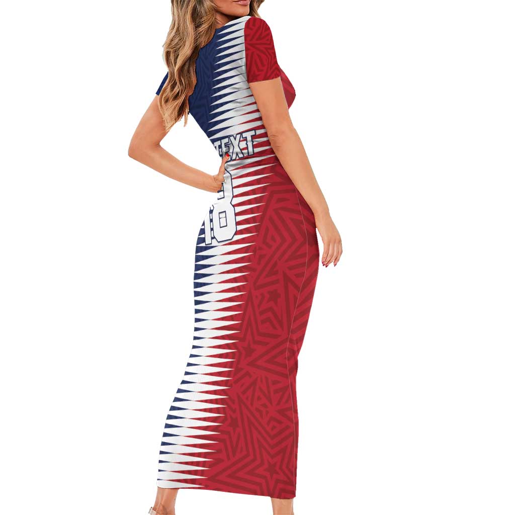 Custom USA Soccer Spirit Short Sleeve Bodycon Dress Abstract Stars Style - Wonder Print Shop