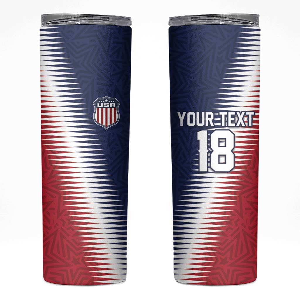 Custom USA Soccer Spirit Skinny Tumbler Abstract Stars Style - Wonder Print Shop
