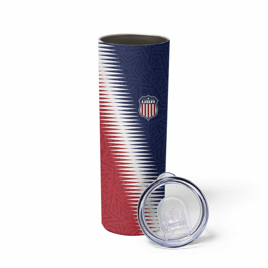Custom USA Soccer Spirit Skinny Tumbler Abstract Stars Style - Wonder Print Shop