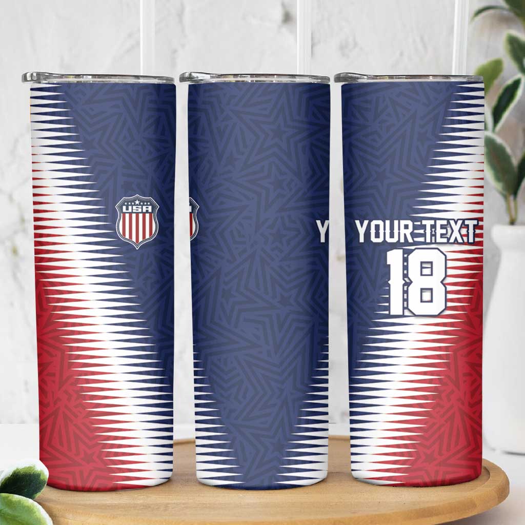 Custom USA Soccer Spirit Skinny Tumbler Abstract Stars Style - Wonder Print Shop