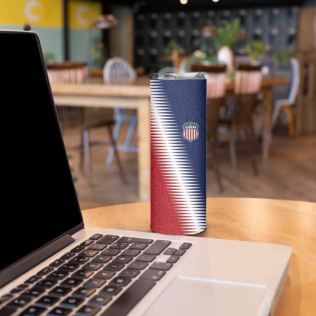 Custom USA Soccer Spirit Skinny Tumbler Abstract Stars Style - Wonder Print Shop