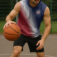 Custom USA Soccer Spirit Sleeveless Hoodie Abstract Stars Style - Wonder Print Shop