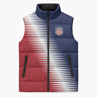 Custom USA Soccer Spirit Sleeveless Puffer Jacket Abstract Stars Style - Wonder Print Shop