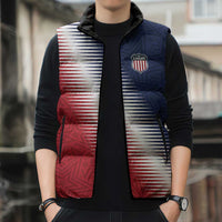 Custom USA Soccer Spirit Sleeveless Puffer Jacket Abstract Stars Style - Wonder Print Shop