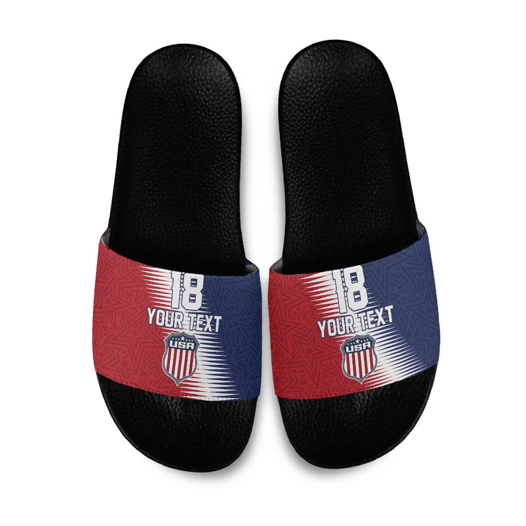 Custom USA Soccer Spirit Slide Sandals Abstract Stars Style - Wonder Print Shop