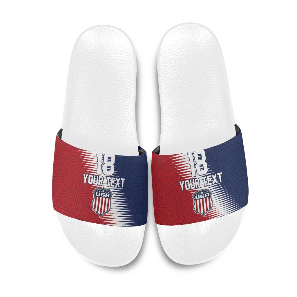 Custom USA Soccer Spirit Slide Sandals Abstract Stars Style - Wonder Print Shop