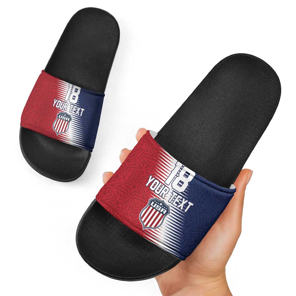Custom USA Soccer Spirit Slide Sandals Abstract Stars Style - Wonder Print Shop