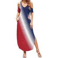 Custom USA Soccer Spirit Summer Maxi Dress Abstract Stars Style - undefined