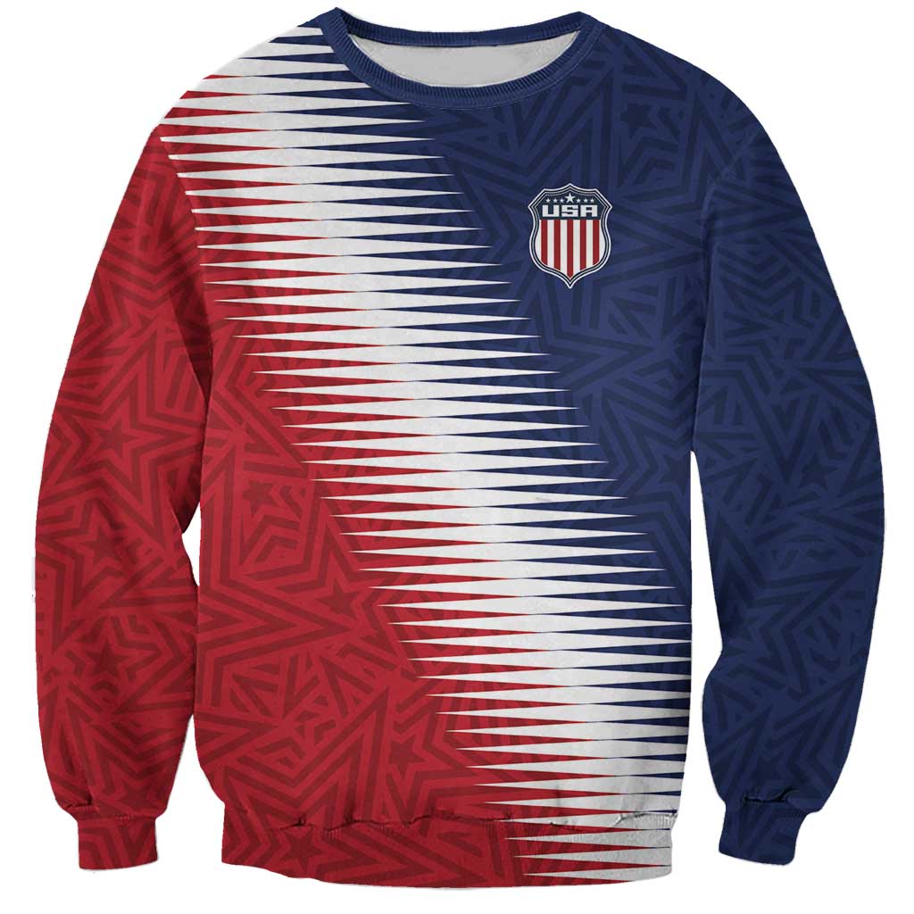 Custom USA Soccer Spirit Sweatshirt Abstract Stars Style - Wonder Print Shop